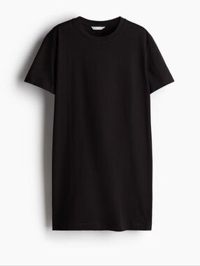 H&M BLACK DEFINED-WAIST T-SHIRT DRESS MEDIUM